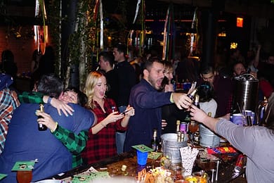 People partying at Porchlight, a bar for celebrating 21st birthdays in New York.