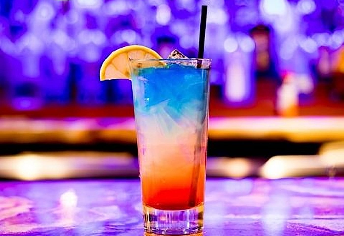 A red, white, and blue drink at Porchlight, a bar for celebrating 21st birthdays in New York.