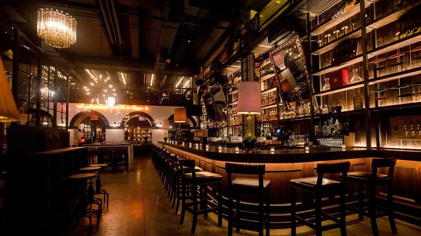 The counter at The Ragtrader & Bo Peep Cocktail and Highball Store, one of the best bars in Manhattan, NYC.