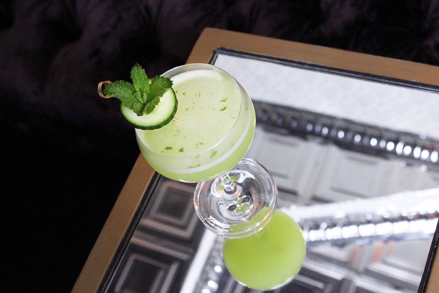 A green drink at The Raines Law Room Chelsea, a bar for celebrating 21st birthdays in New York.