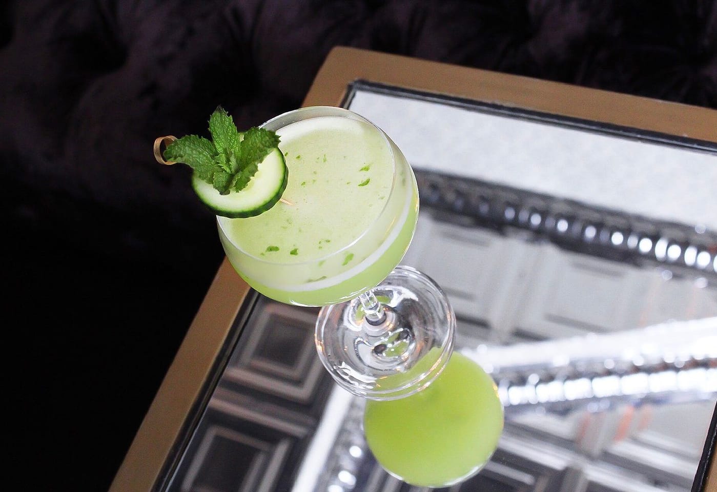 A green drink at The Raines Law Room Chelsea, a bar for celebrating 21st birthdays in New York.