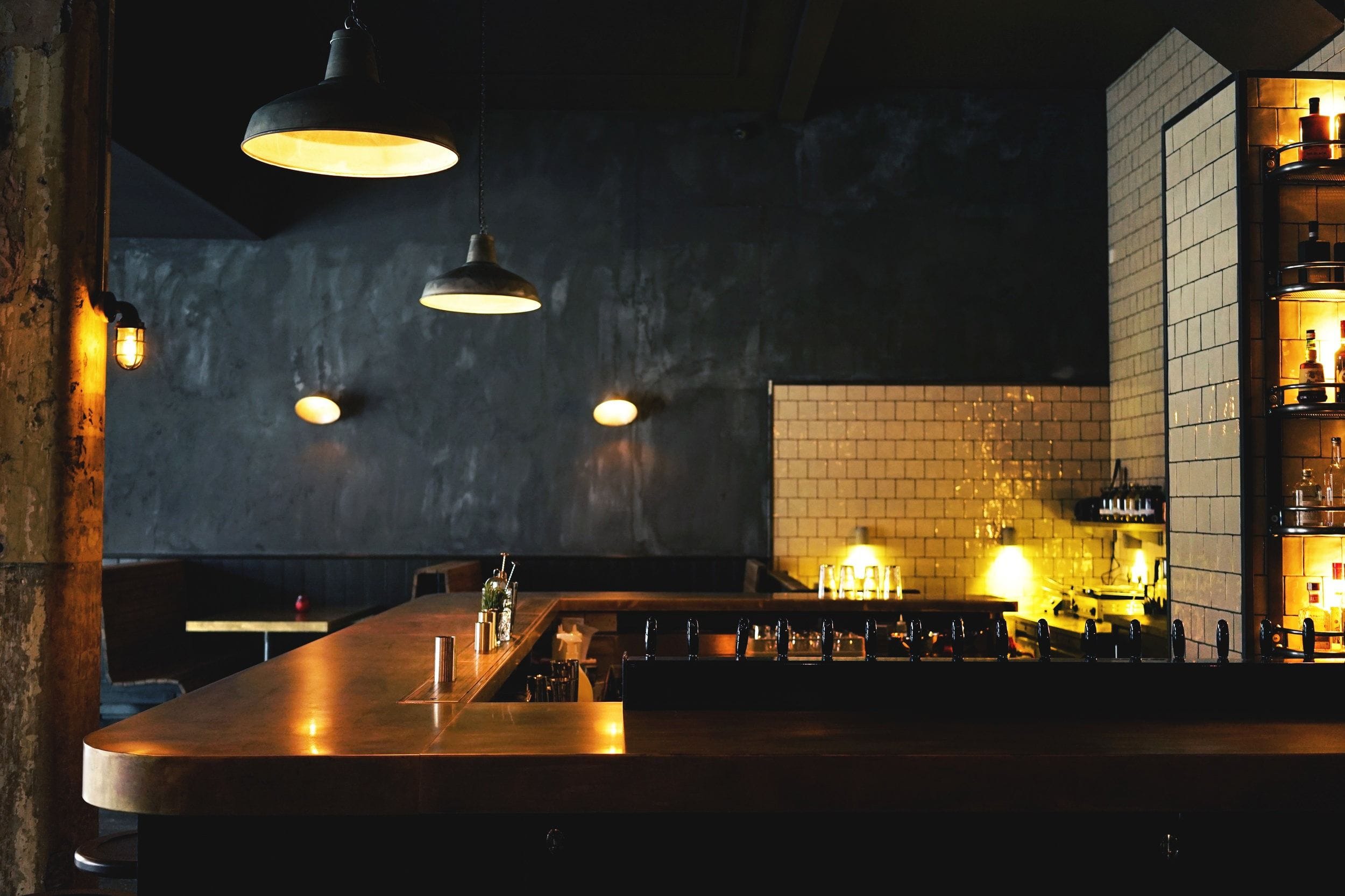 interior of red hand bar in dalston in london