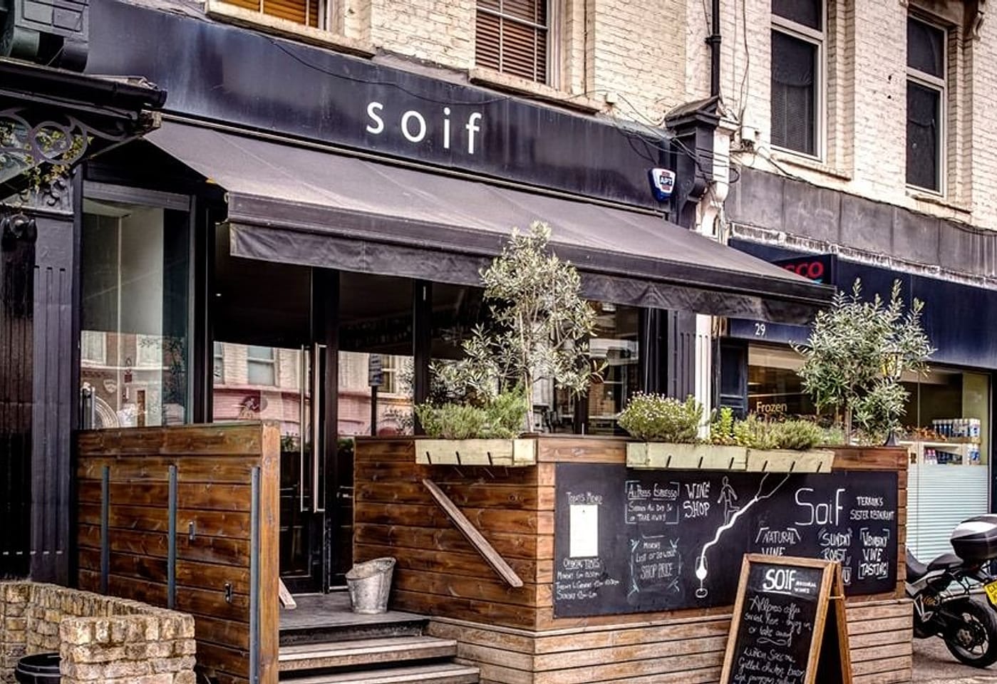 exterior of soif wine bar and shop clapham bar london