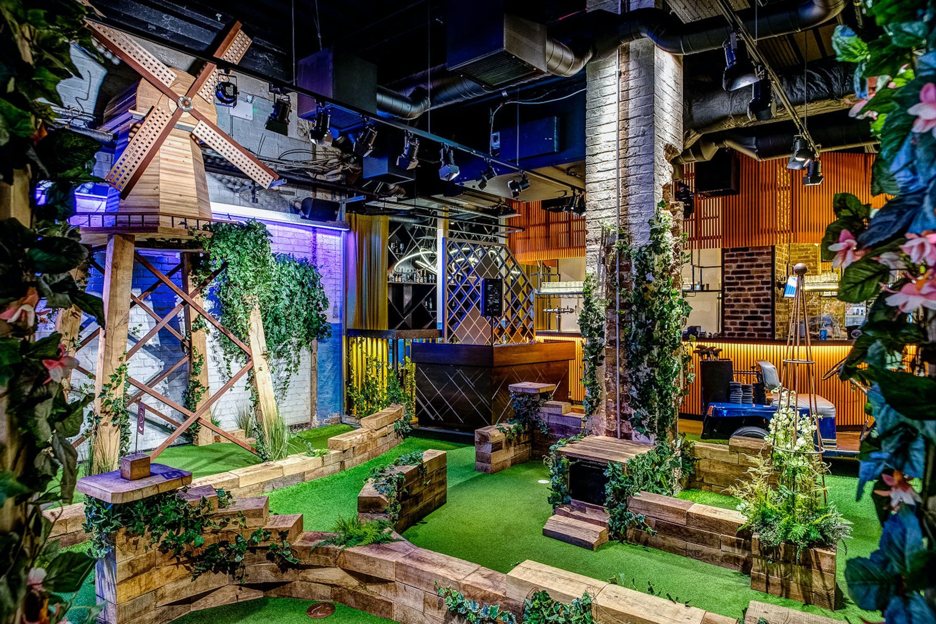 bar area at swingers crazy golf city of london team-building activity venue