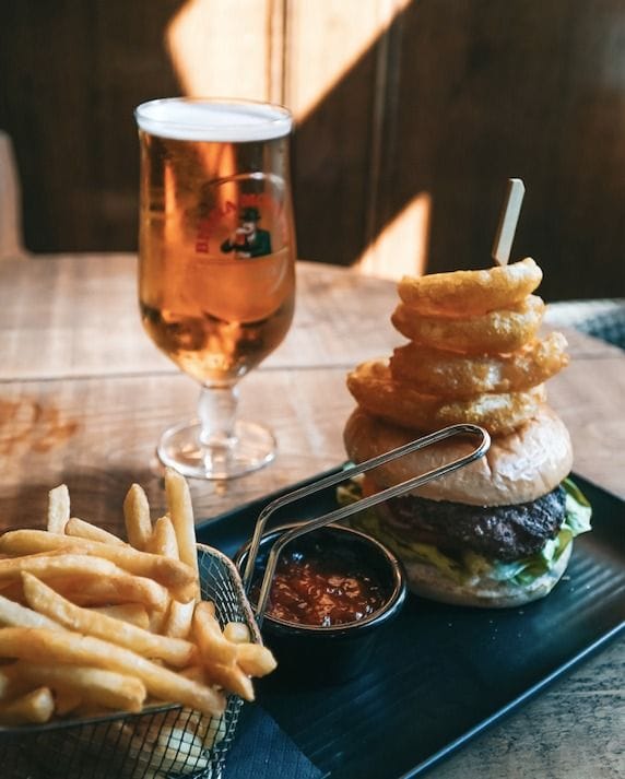 burger and pint at the askew pub in shepherds bush london bar