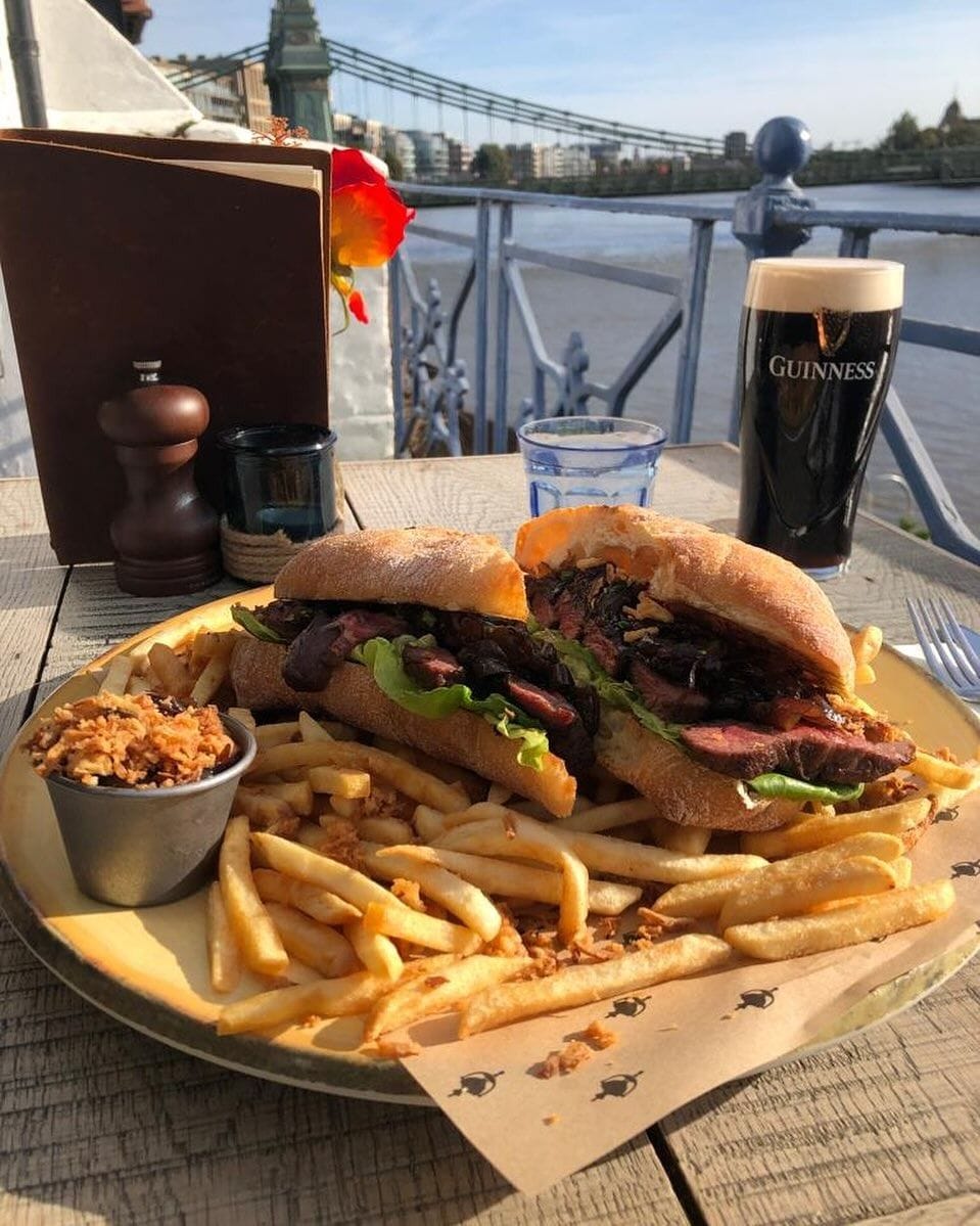 meal and pint at the blue anchor hammersmith river bar