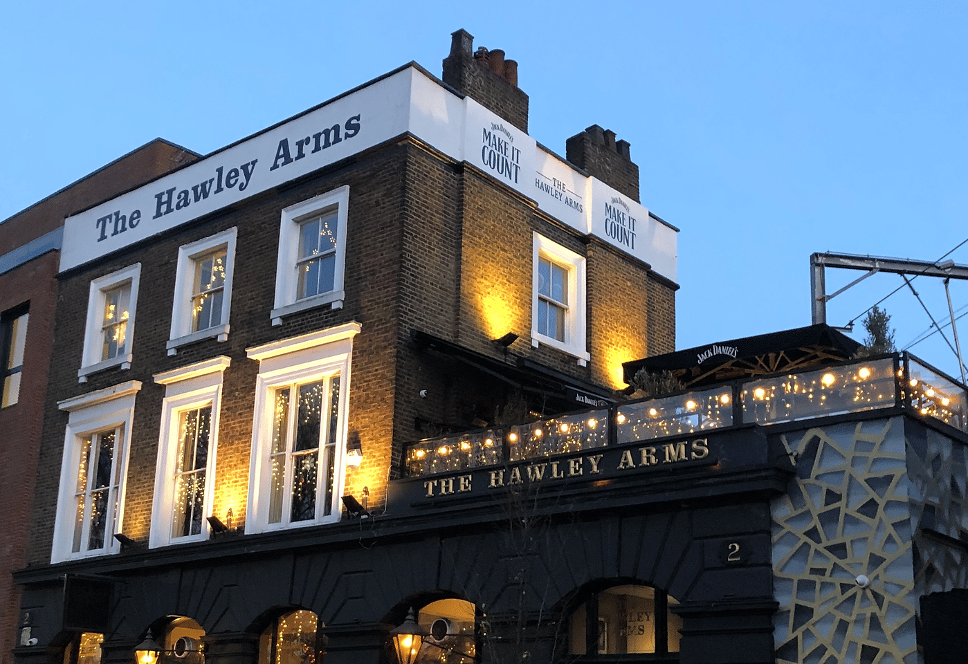 exterior of the hawley arms pub camden bar in camden town london