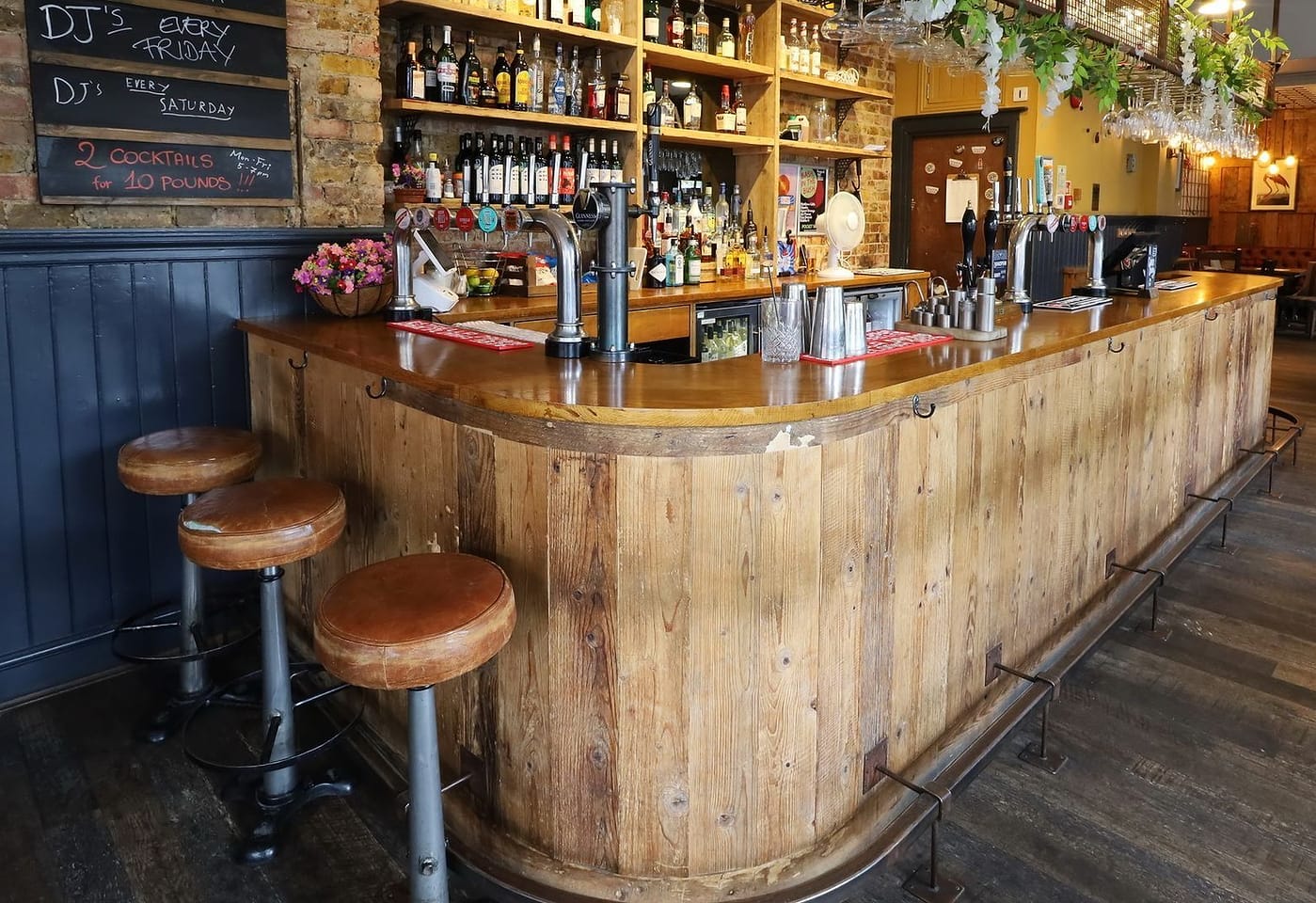 interior of the pocket watch pub in shepherds bush london bar