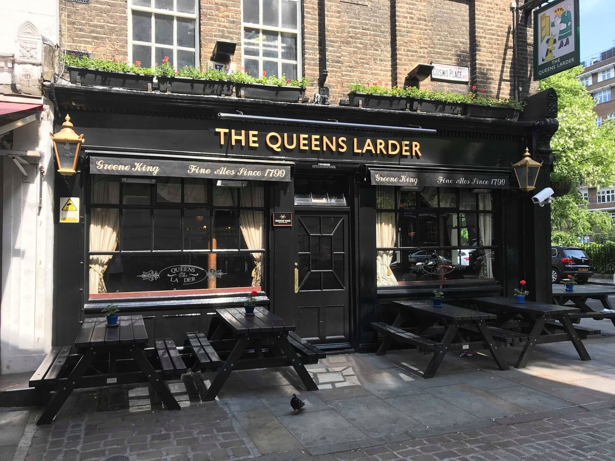 exterior of the queens larder bloomsbury bar