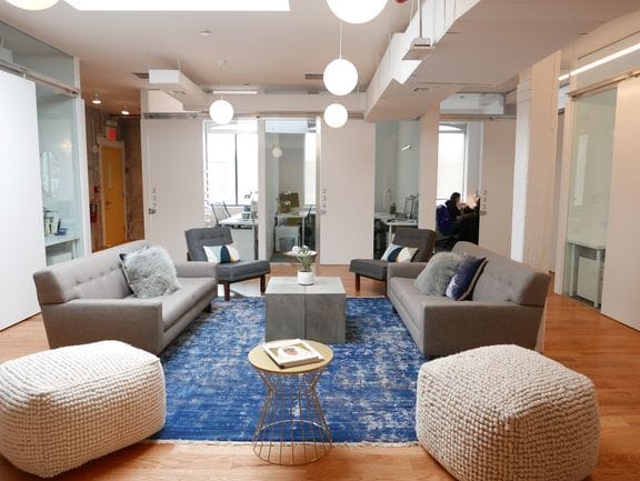 A meeting room at The Yard, a conference room on the Lower East Side in NYC. 