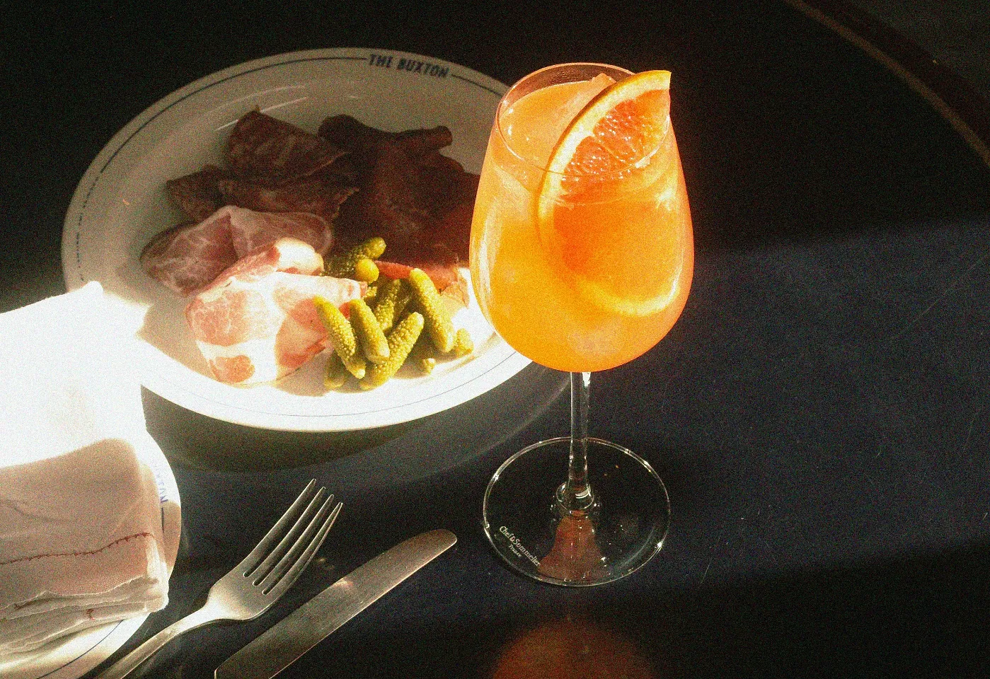 food and a spritzer at these days aperitivo bar in bermondsey london